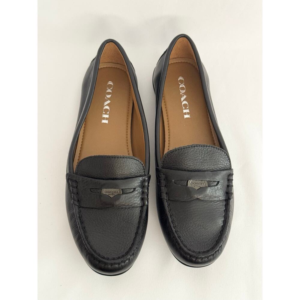 Coach Penny Loafers Black Pebble Leather Sz 6.5B Women NIB - Picture 6 of 12